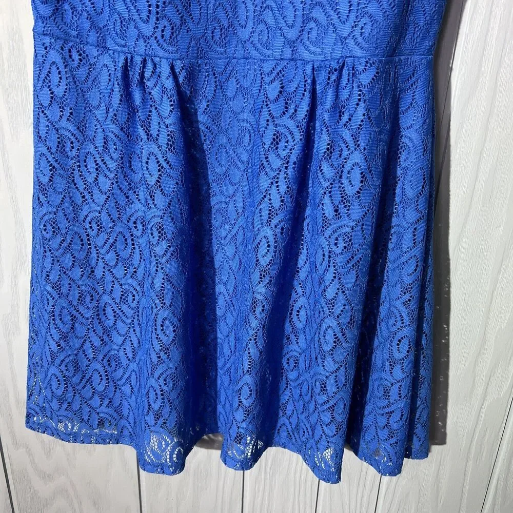 Dress Barn Lace Overlay Blue Dress Knee Length Sleeveless‎ Womens Size 14